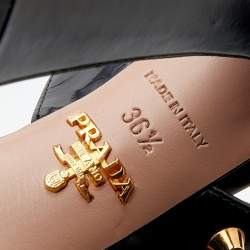 Pre Owned Prada Black Leather Studded Ankle Strap Platform Sandals Size 36.5