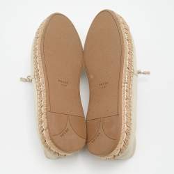 Pre Owned Prada Beige Leather Bow Detail Espadrilles Size 37.5