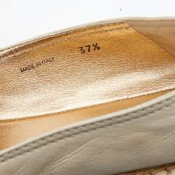 Pre Owned Prada Beige Leather Bow Detail Espadrilles Size 37.5