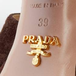 Prada Dark Brown Suede Platform Ankle Strap Sandals Size 39