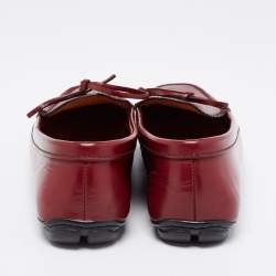 Pre Owned Prada Red Glossy Leather Bow Slip On Loafers Size 36