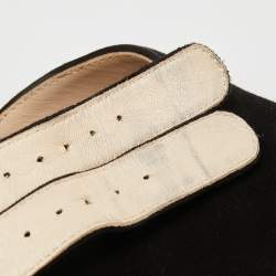 Pre Owned Prada Black Suede Ankle-Strap Block Heel Platform Sandals Size 38