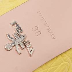 Pre Owned Prada Yellow Croc Embossed Leather Pointed Toe Mules Size 38