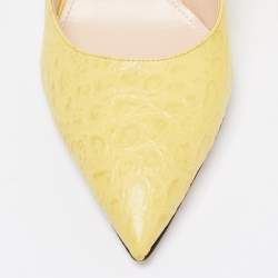 Pre Owned Prada Yellow Croc Embossed Leather Pointed Toe Mules Size 38