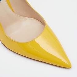 Pre Owned Prada Yellow Patent Leather Pointed Toe Pumps Size 39