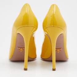 Pre Owned Prada Yellow Patent Leather Pointed Toe Pumps Size 39