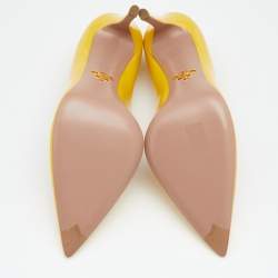 Pre Owned Prada Yellow Patent Leather Pointed Toe Pumps Size 39