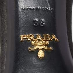 Prada Black Satin Crystal Embellished Block Heel Sandals 38