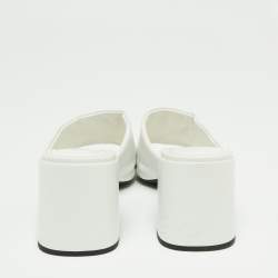 Pre Owned Prada White Quilted Leather Slide Sandals Size 36.5