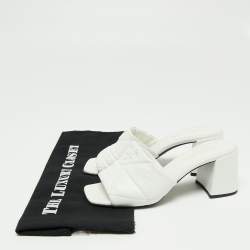 Pre Owned Prada White Quilted Leather Slide Sandals Size 36.5