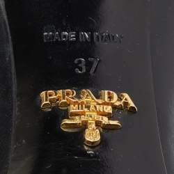 مملوكة مسبقًا حذاء كعب عالي برادا جلد أسود مقدمة مفتوحة مقاس 37