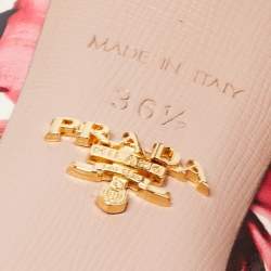 Pre Owned Prada Pink Floral Print Patent Leather Pointed-Toe Pumps Size 36.5