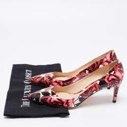 Pre Owned Prada Pink Floral Print Patent Leather Pointed-Toe Pumps Size 36.5