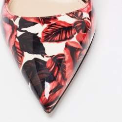 Pre Owned Prada Pink Floral Print Patent Leather Pointed-Toe Pumps Size 36.5