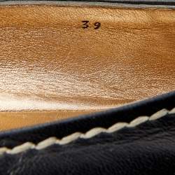 Pre Owned Prada Black Leather Peep Toe Platform Espadrille Flats Size 39