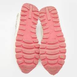 Pre Owned Prada White Nylon Crystal Embellished Slip On Sneakers Size 37