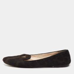 Pre Owned Prada Dark Brown/Black Calf Hair Smoking Slippers Size 40