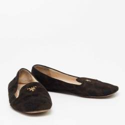 Pre Owned Prada Dark Brown/Black Calf Hair Smoking Slippers Size 40