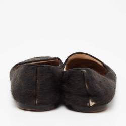 Pre Owned Prada Dark Brown/Black Calf Hair Smoking Slippers Size 40