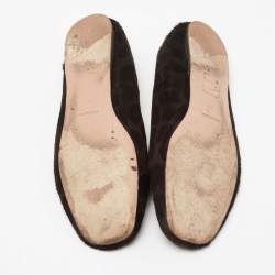 Pre Owned Prada Dark Brown/Black Calf Hair Smoking Slippers Size 40