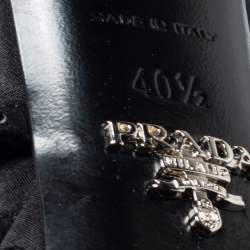 Pre Owned Prada Black Fabric Crystal Embellished Platform Block Heel Ankle Strap Sandals Size 40.5