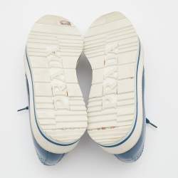 Pre Owned Prada Blue Brogue Leather Wingtip Platform Derby Sneakers Size 39.5