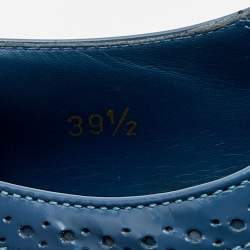 Pre Owned Prada Blue Brogue Leather Wingtip Platform Derby Sneakers Size 39.5