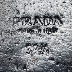 Pre Owned Prada Black Saffiano Patent Leather Flat Slide Sandals Size 39.5