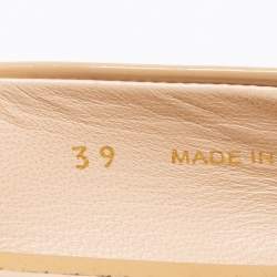 Pre Owned Prada Beige Patent Leather Bow Ballet Flats Size 39