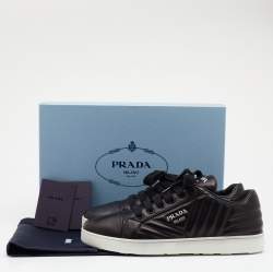 Pre Owned Prada Black Quilted Leather Low Top Sneakers Size 38