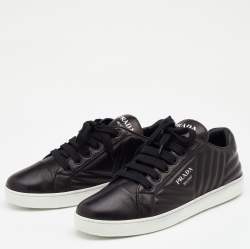 Pre Owned Prada Black Quilted Leather Low Top Sneakers Size 38