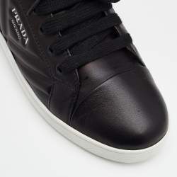 Pre Owned Prada Black Quilted Leather Low Top Sneakers Size 38