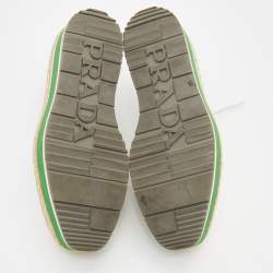 Pre Owned Prada White Brogue Leather Wingtip Platform Derby Sneakers Size 37.5