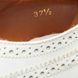 Pre Owned Prada White Brogue Leather Wingtip Platform Derby Sneakers Size 37.5