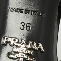 Pre Owned Prada Black Leather Cap Toe Slingback Sandals Size 36