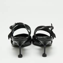 Pre Owned Prada Black Leather Cap Toe Slingback Sandals Size 36