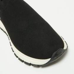 Pre Owned Prada Black Knit Fabric Low Top Sneakers Size 36