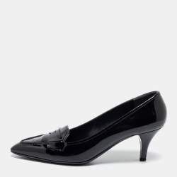 Pre Owned Prada Black Patent Leather Loafer Pumps Size 40.5