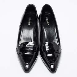 Pre Owned Prada Black Patent Leather Loafer Pumps Size 40.5
