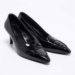 Pre Owned Prada Black Patent Leather Loafer Pumps Size 40.5