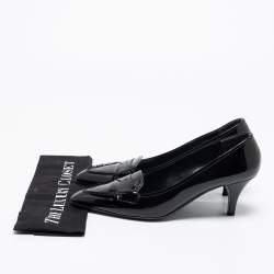 Pre Owned Prada Black Patent Leather Loafer Pumps Size 40.5