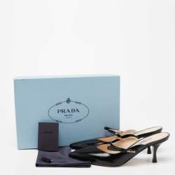 Pre Owned Prada Black Patent Leather Mule Sandals Size 39
