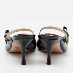 Pre Owned Prada Black Patent Leather Mule Sandals Size 39