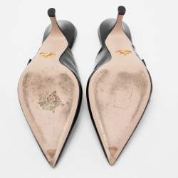 Pre Owned Prada Black Patent Leather Mule Sandals Size 39