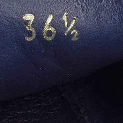 Pre Owned Prada Navy Blue Saffiano Patent Leather Bow Slip On Loafers Size 36.5