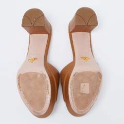 Prada Tan Saffiano Leather Slide Sandals Size 39.5