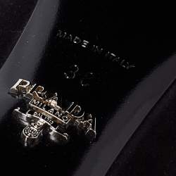 Pre Owned Prada Black Suede Buckle Fringe Block Heel Mules Size 38