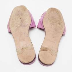 Pre Owned Prada Purple Patent Leather Heart Motif Flat Slide Sandals Size 39