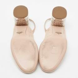 Pre Owned Prada Beige Suede Crystal Embellished Heels Slingback Pumps Size 39