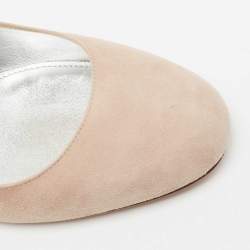 Pre Owned Prada Beige Suede Crystal Embellished Heels Slingback Pumps Size 39